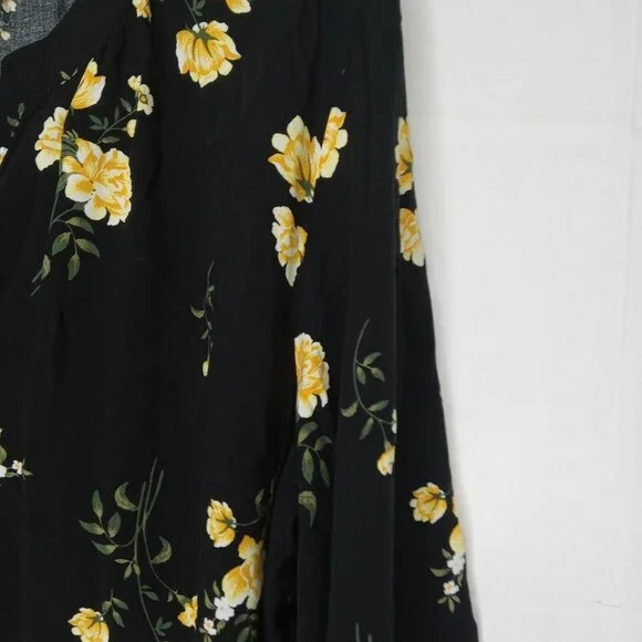 Old Navy XXL Top Black Yellow Floral Print Popover Shirt - Picture 5 of 13